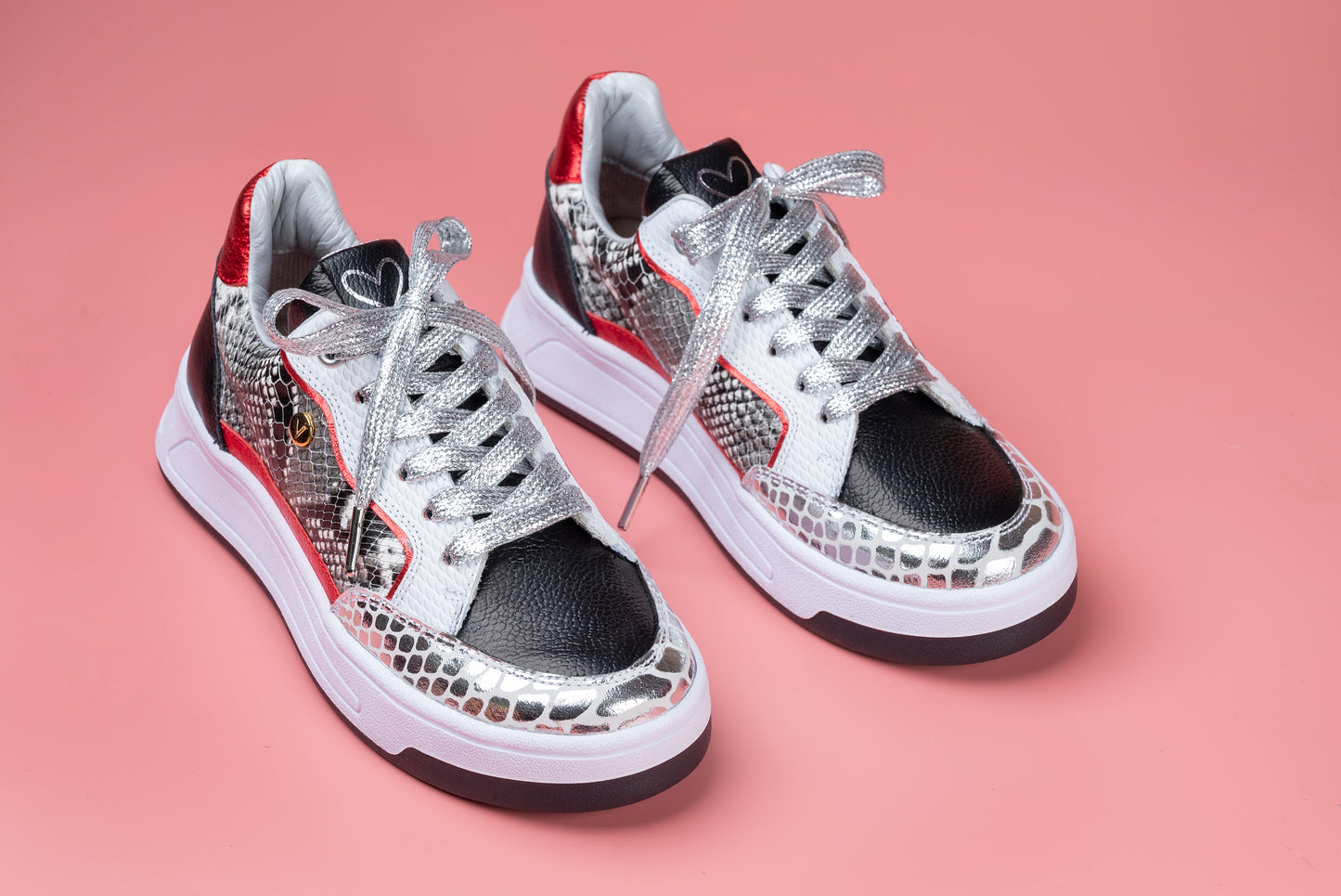 MILA- tenis de cuero para mujer (color rojo)