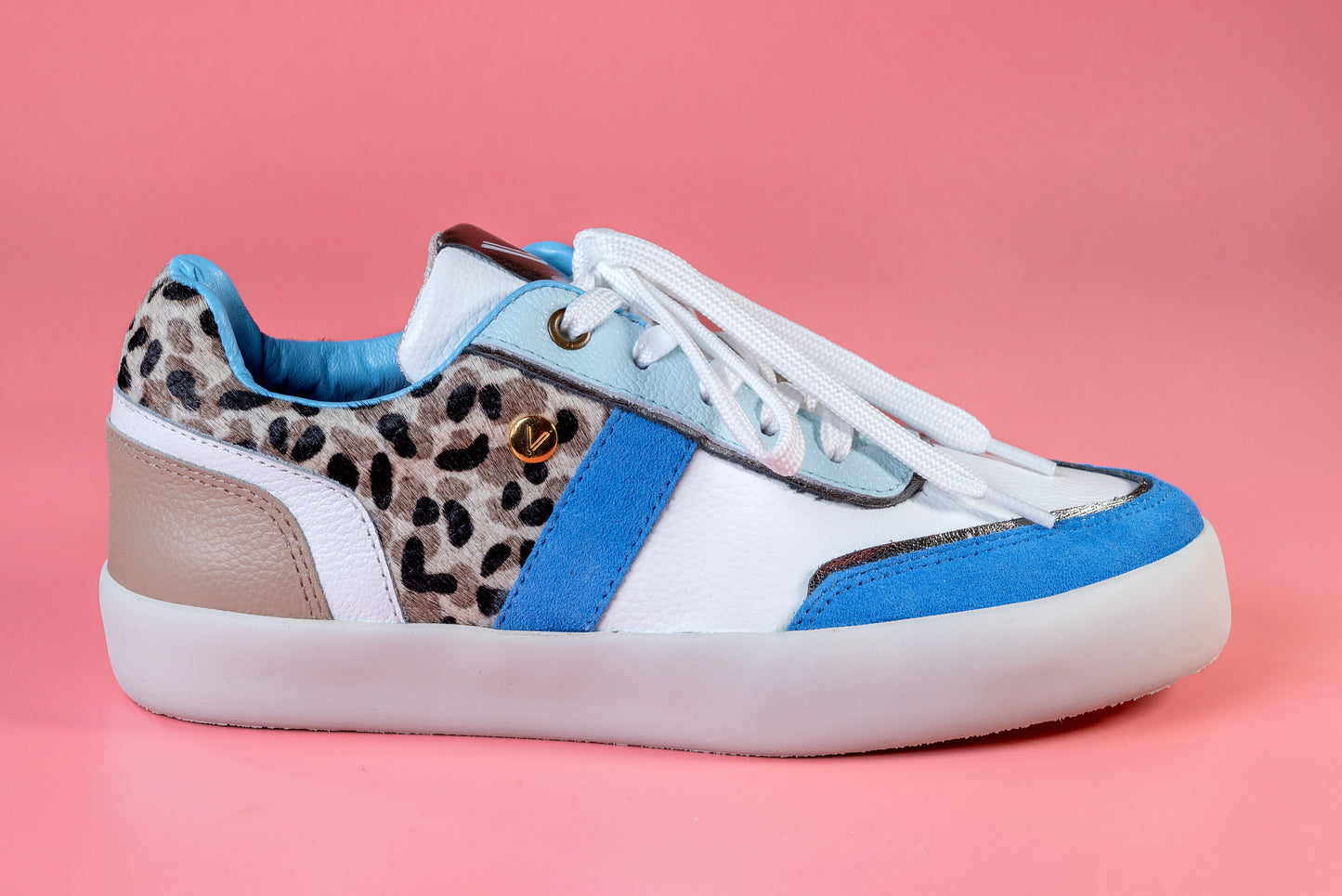 ALICIA- tenis de cuero para mujer (azul print)