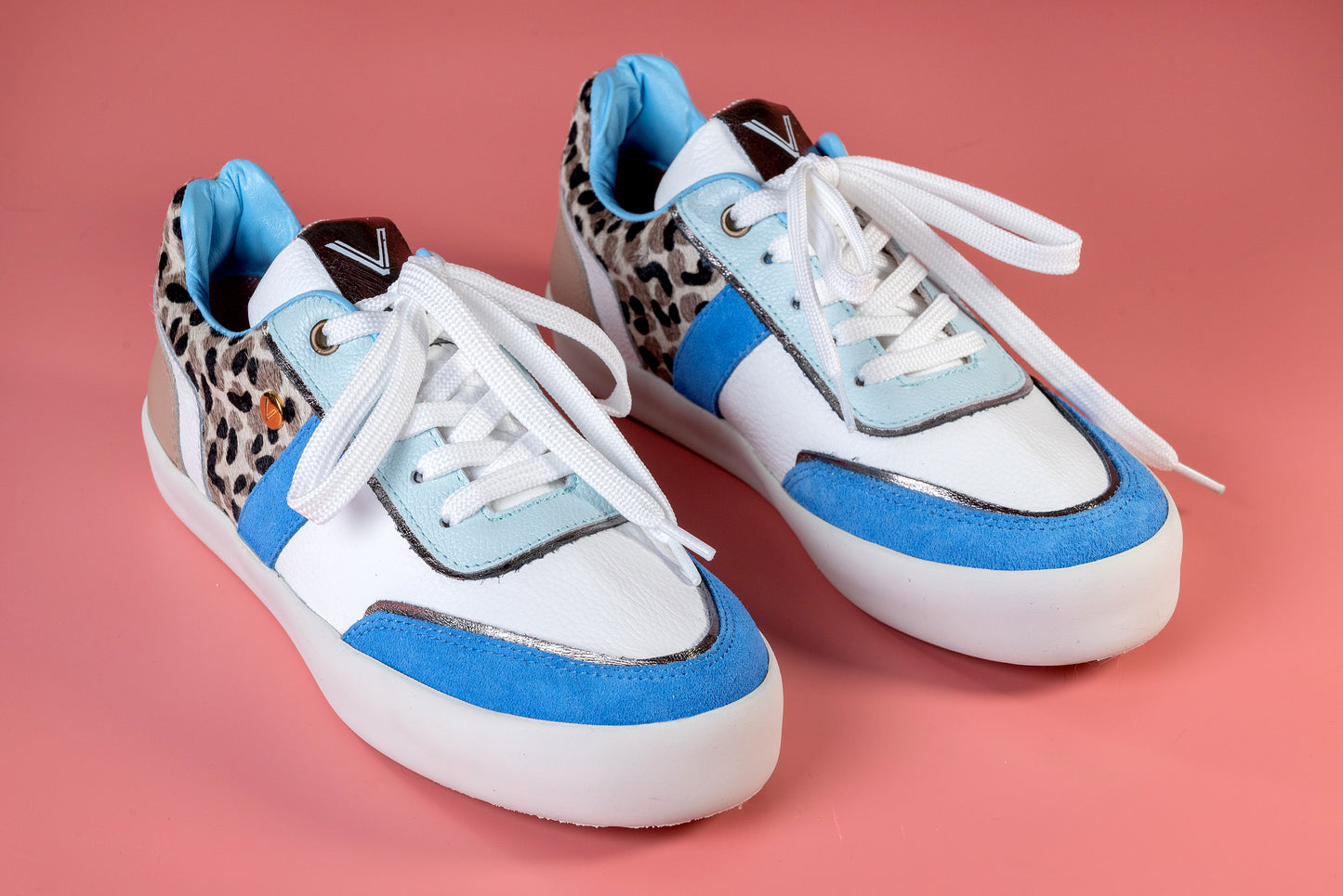 ALICIA- tenis de cuero para mujer (azul print)