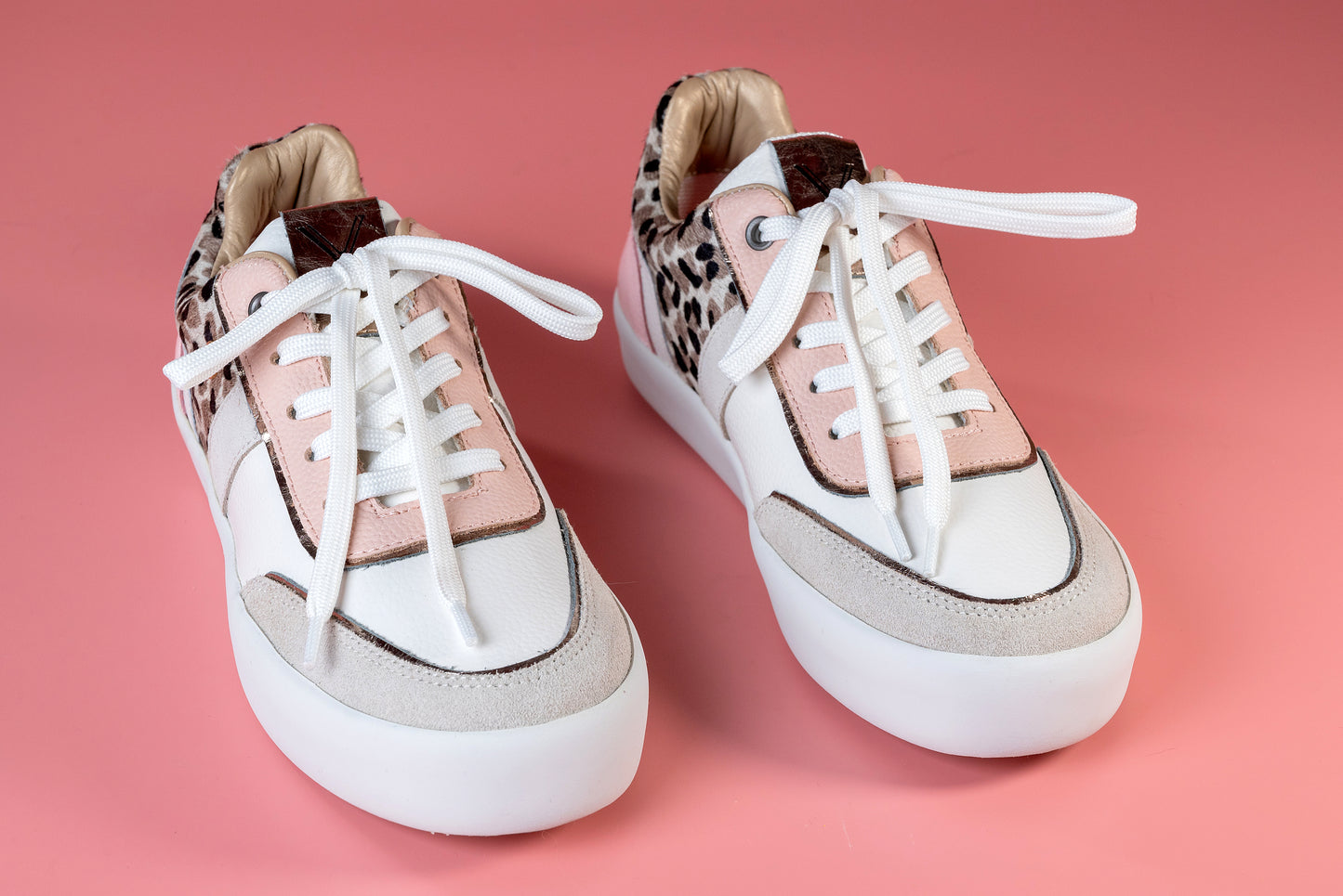 ALICIA- tenis de cuero para mujer (rosa print)