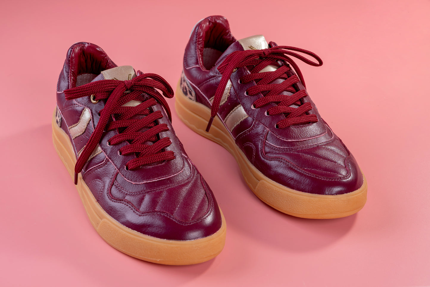 ORIANA- tenis de cuero para mujer ( vinotinto print)