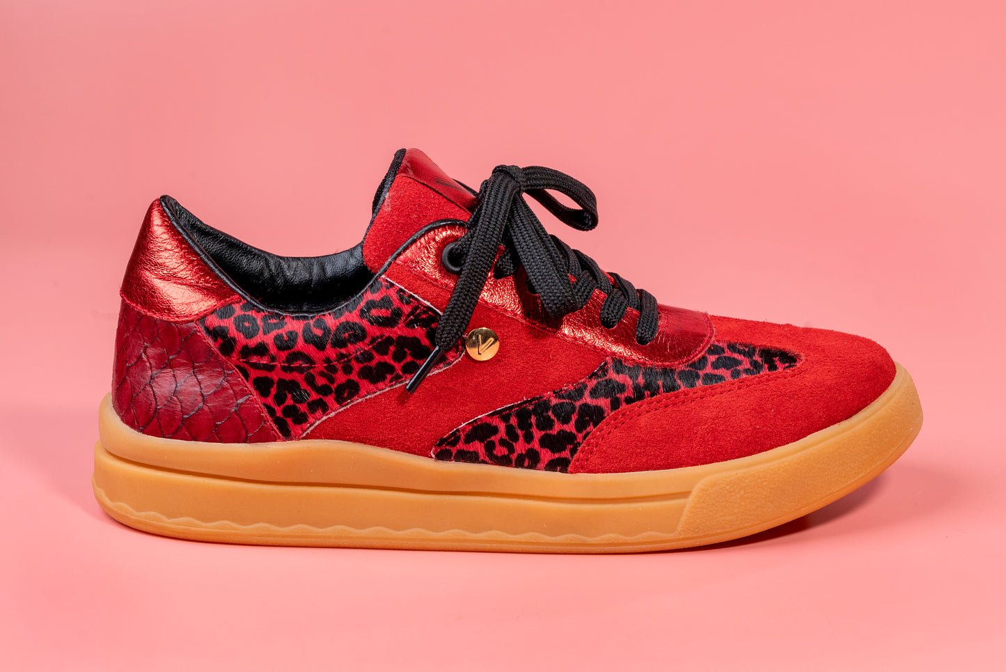 OLIVIA- tenis de cuero para mujer (print rojo)