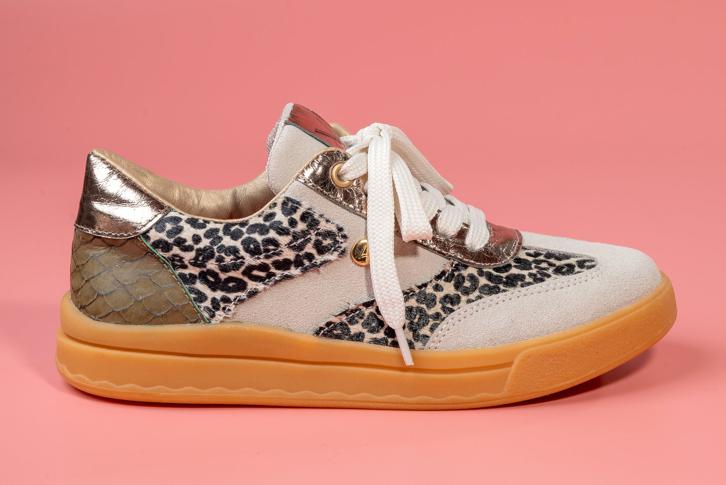 OLIVIA- tenis de cuero para mujer (print talco verde aceituna)