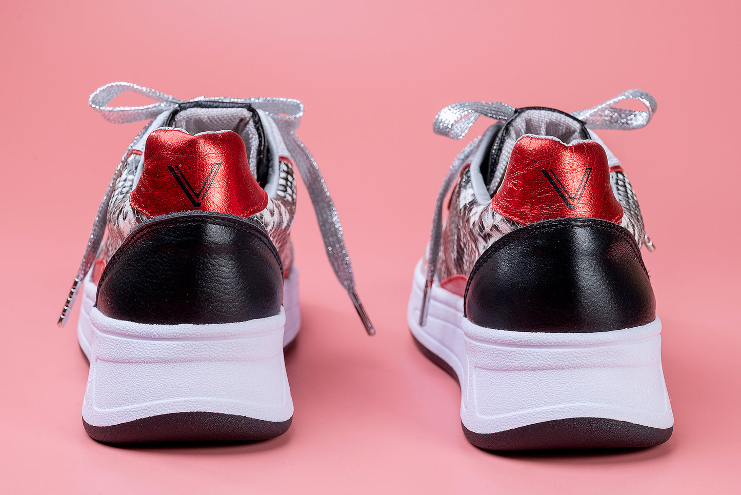 MILA- tenis de cuero para mujer (color rojo)