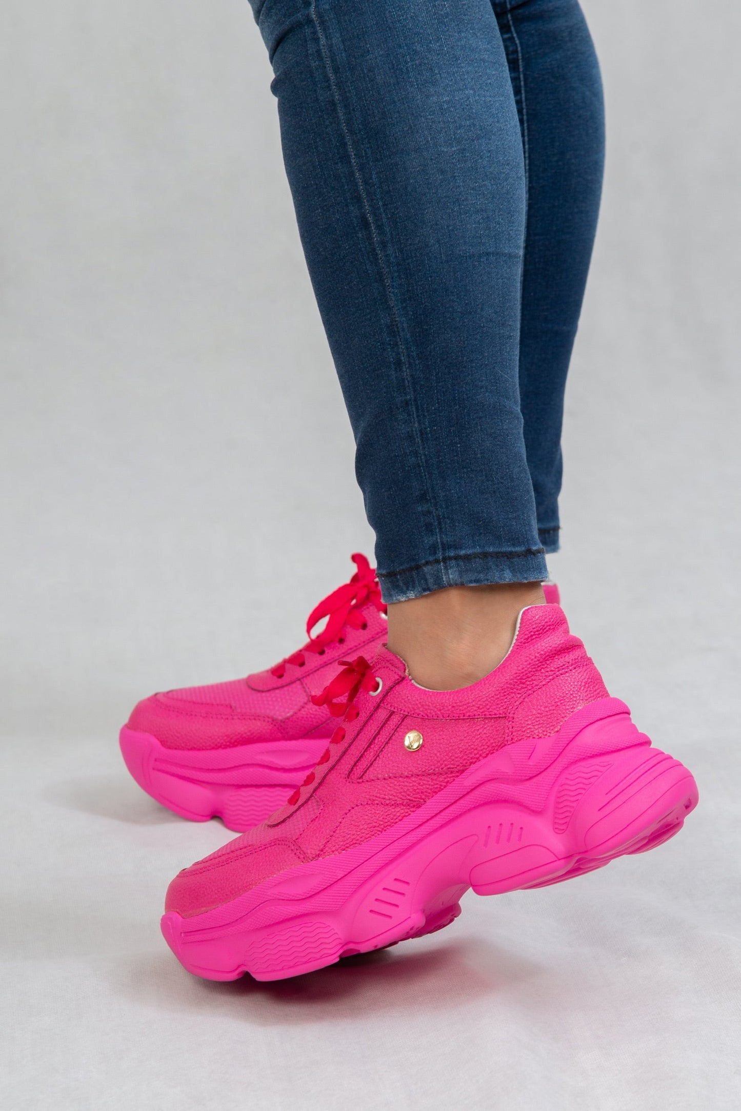 PAULINA- tenis de cuero para mujer (color fucsia)