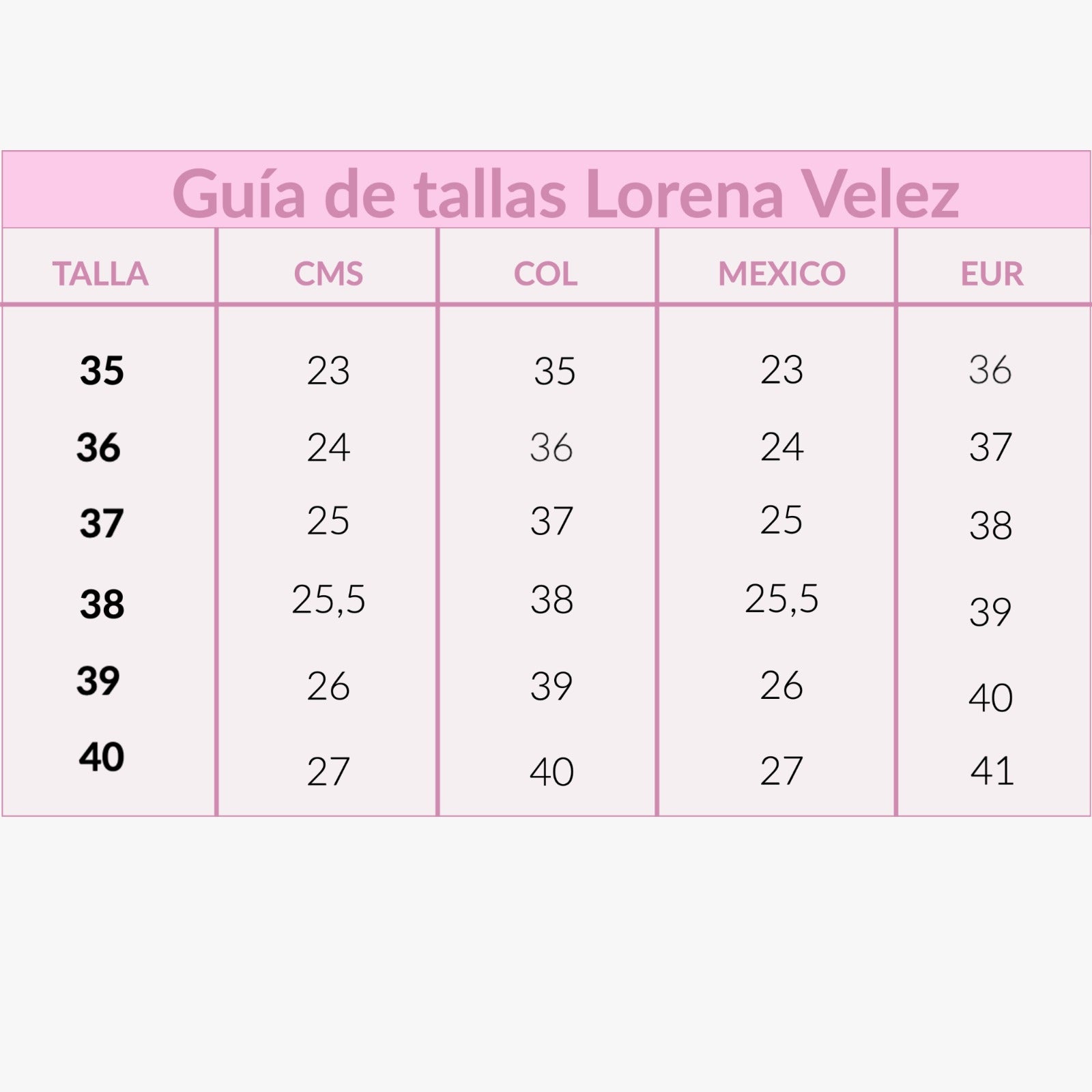 Tallas en zapatos online de mujer