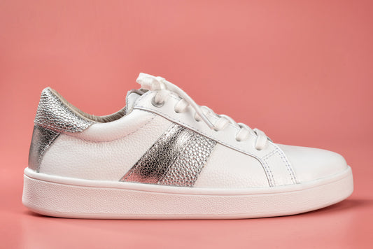 MIA- tenis de cuero para mujer ( blanco plata)