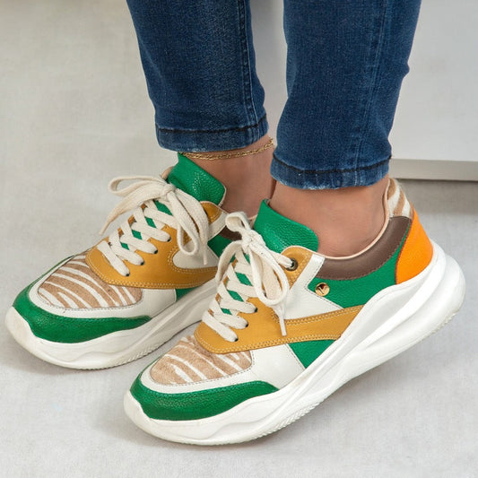 AFRICA- tenis de cuero para mujer (color verde)