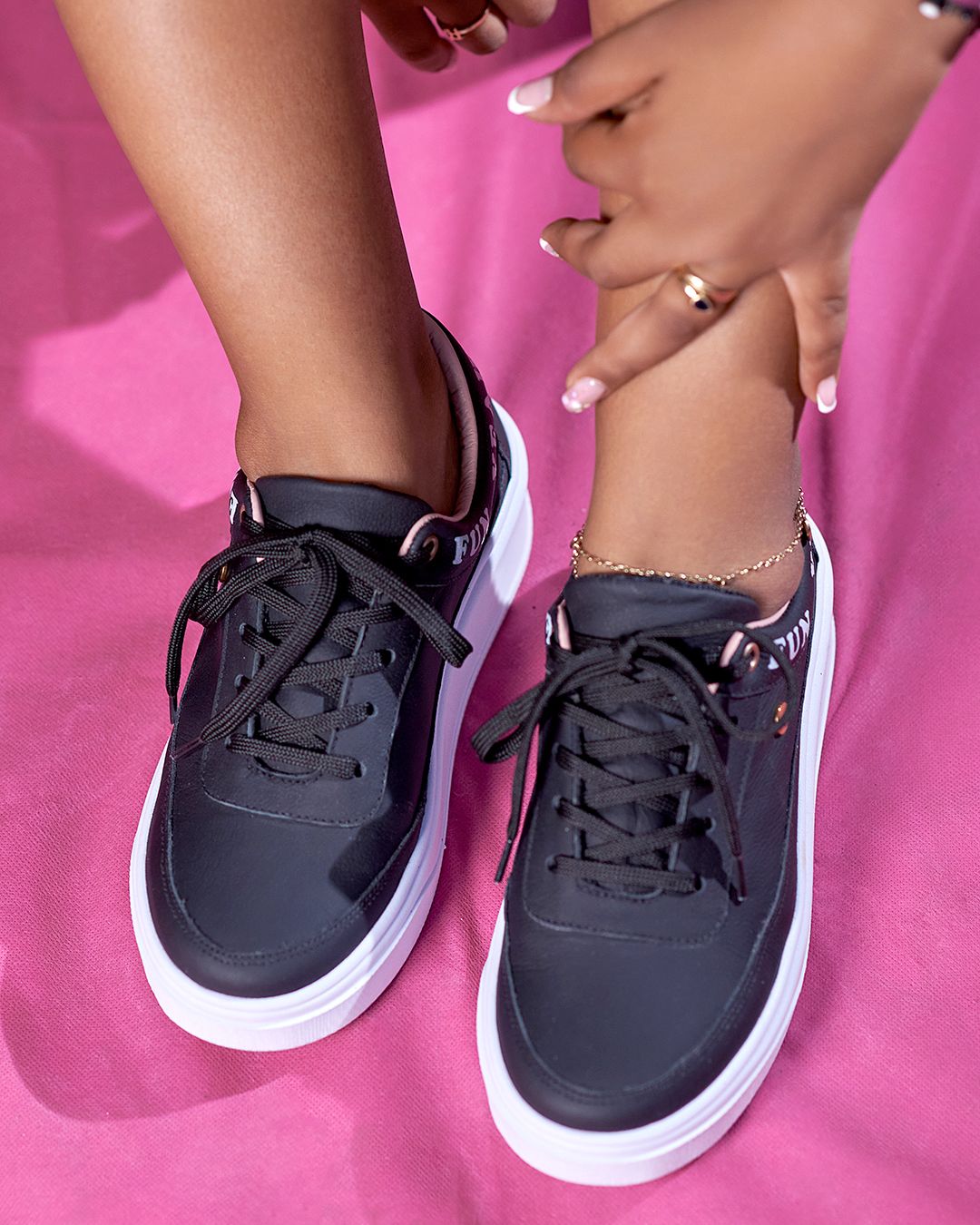 CLOE- tenis en cuero para mujer (negro)