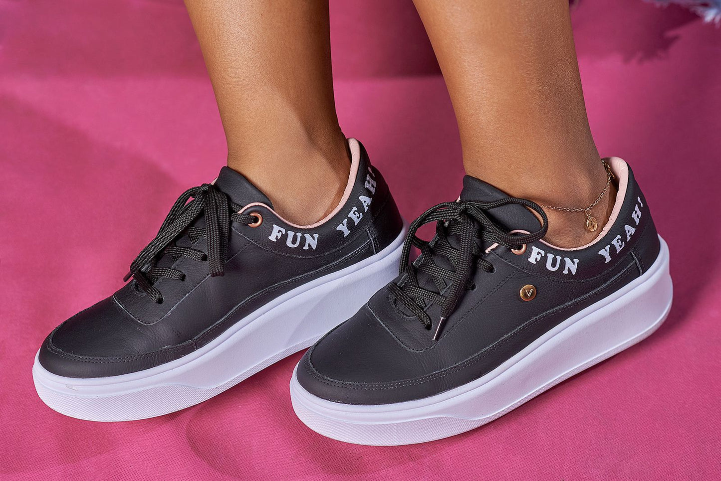 CLOE- tenis en cuero para mujer (negro)